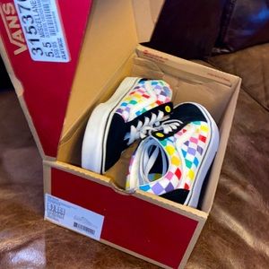 Vans (Old Skool) checkerboard rainbow shoes womens 7